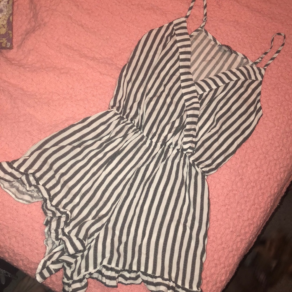 Black and white striped romper